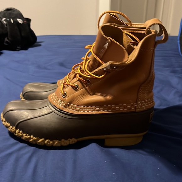 LL Bean Womens Duck Boots 6 Eye Tan Brown Unlined Made In USA Size 7 m - Picture 3 of 5